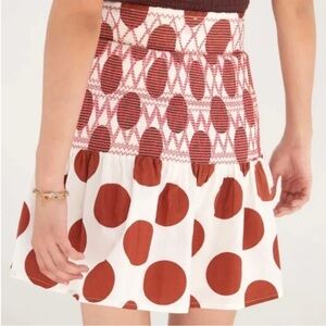Anthropologie Maeve Mini Falda Smocked Polka Dot Skirt